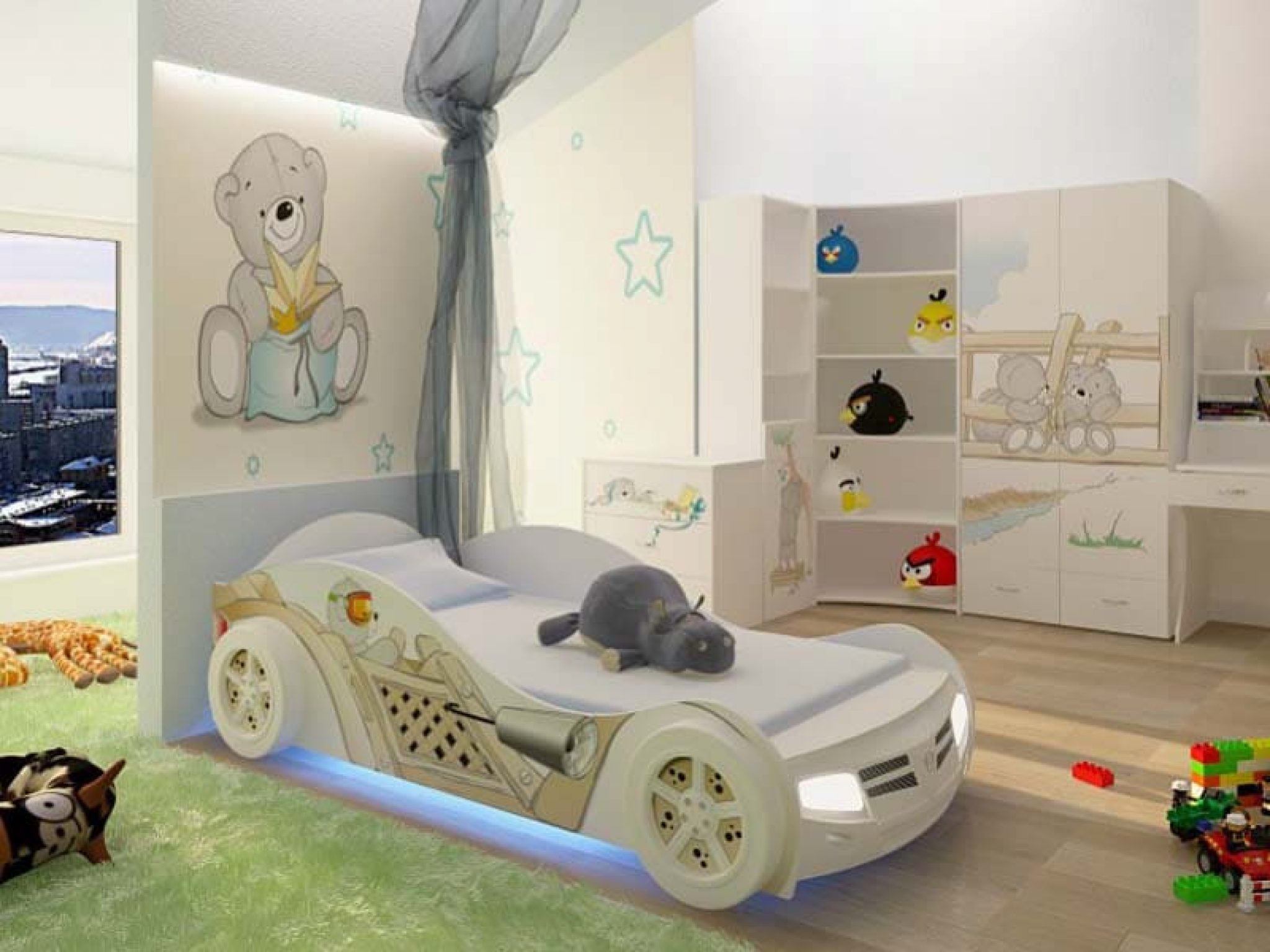 Кровать машина в интерьере детской